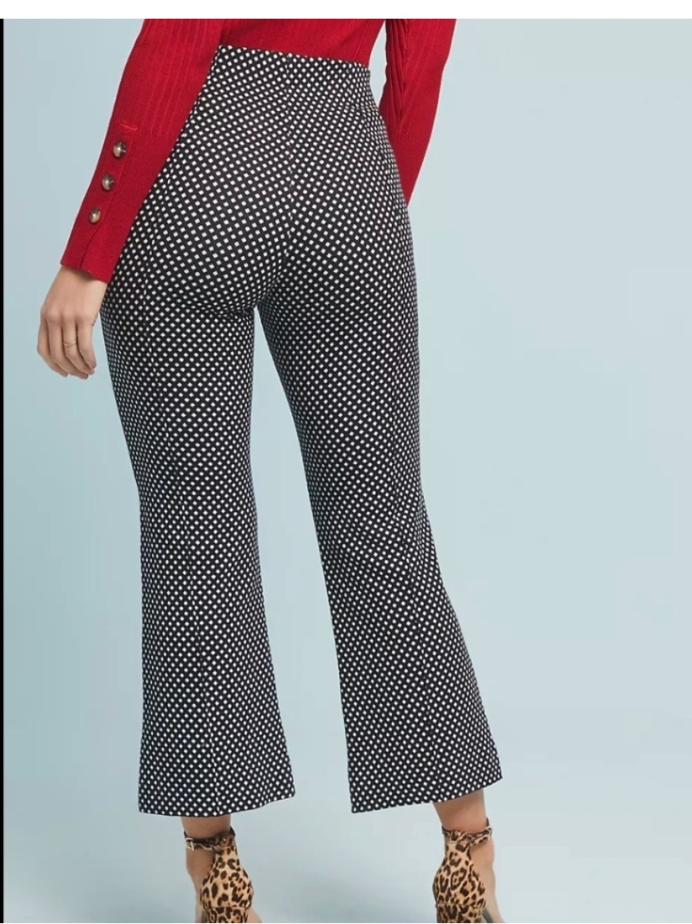 Anthropologie The Essential Crop Pants Flare Diamond Print Trouser Size Small - Picture 10 of 11
